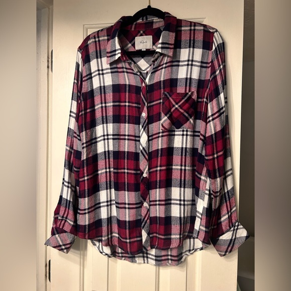 Rails Hunter Plaid Long Sleeve Shirt White Navy L - Picture 4 of 10